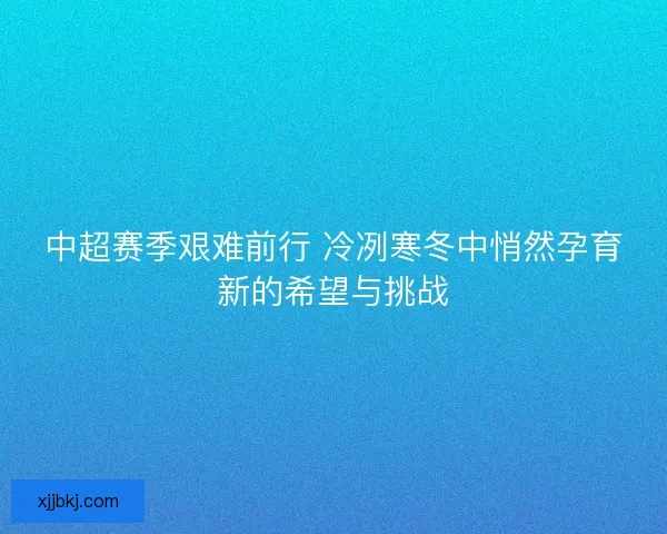 中超赛季艰难前行 冷冽寒冬中悄然孕育新的希望与挑战